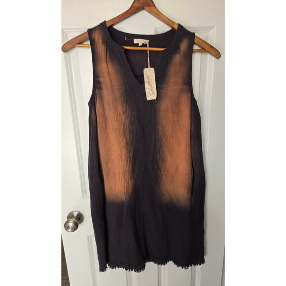 NWT Distressed "Mystree" Faded Rough Edged Pullover Pockets Sleeveless Dress S - Picture 1 of 7